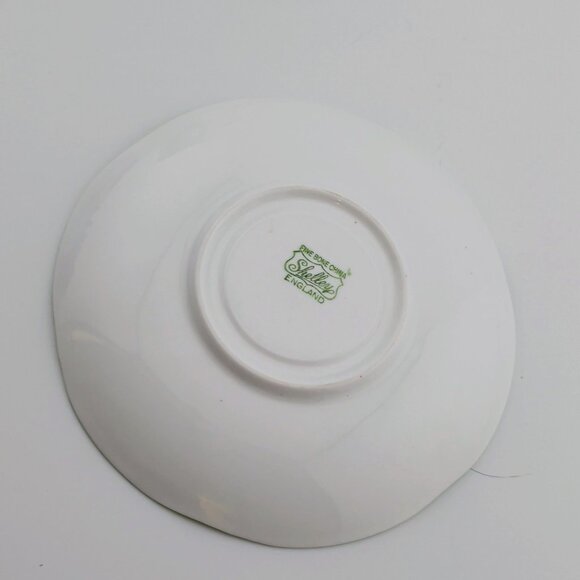 Shelley China Hulmes Rose Teacup & Saucer Dainty Shape Floral Design Green Trim - Picture 12 of 14